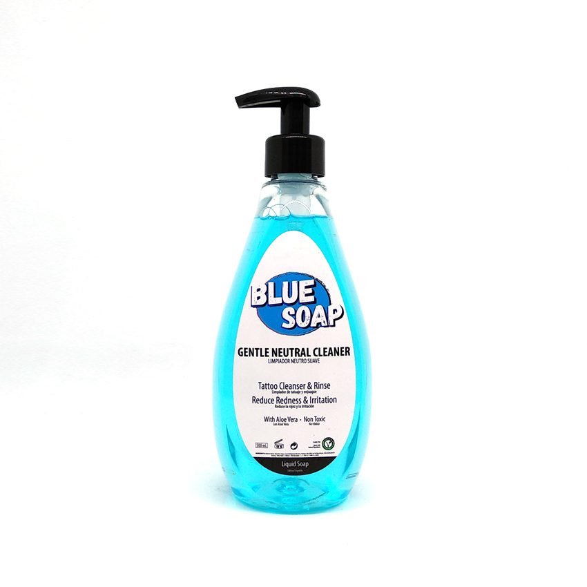 Visualiza BLUE SOAP - Jabón neutro suave 500ml. en Viking Tattoo Shop, herramienta esencial para tatuadores profesionales.