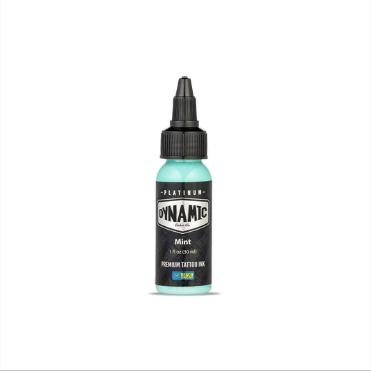 Imagen de alta calidad de Tinta Dynamic Platinum Mint 30 ml en Viking Tattoo Shop, ideal para tatuadores exigentes.