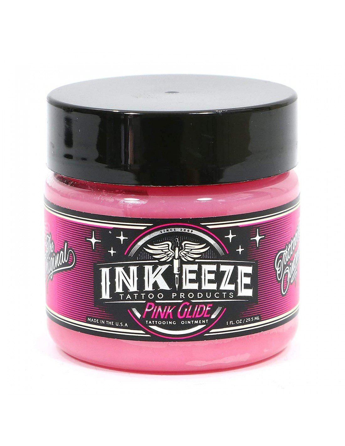 Imagen de UNGUENTO INK-EEZE PINK GLIDE 6oz (180ml) disponible en Viking Tattoo Shop, insumos de alta calidad para tatuadores.